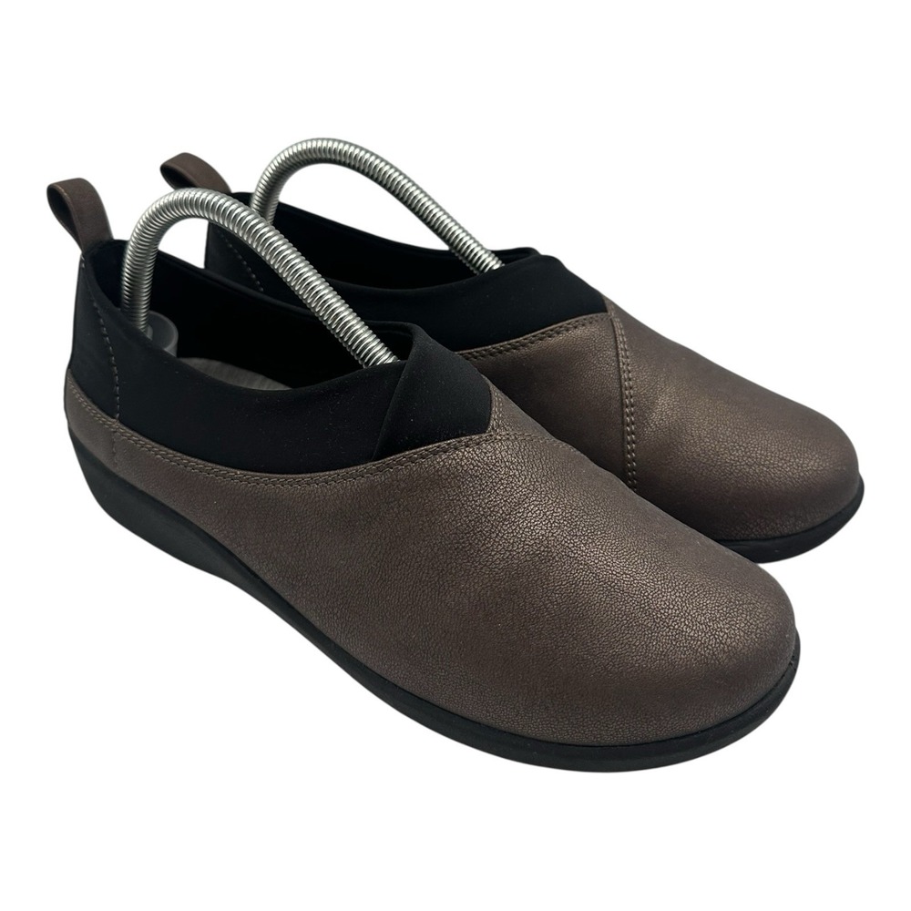 Clarks Cloudsteppers Sillian Greer Shoes Womens Sz 9.5 M Pewter Metallic Loafers